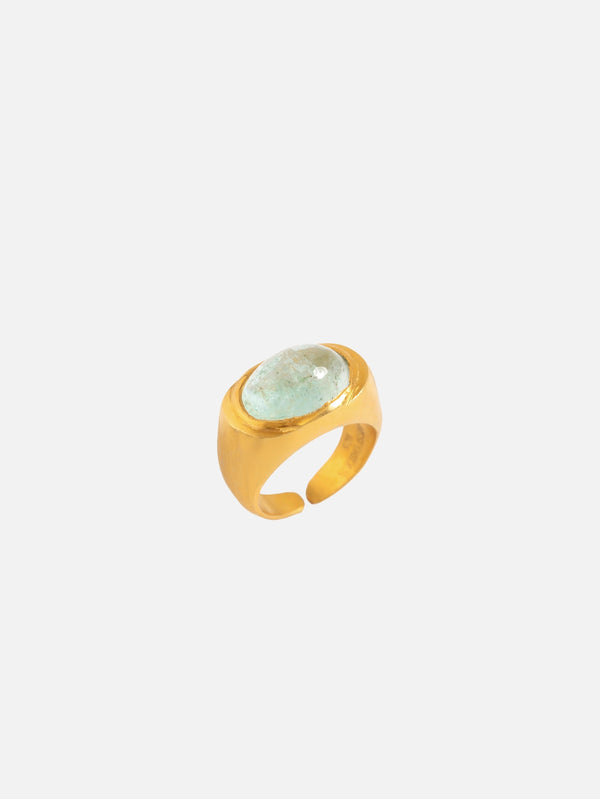 HESPERIDES, Roman Signet Ring - Aquamarine - Gold, YÜZÜK, shopi go'da!