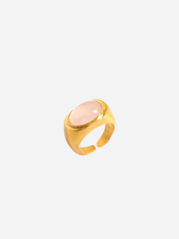 HESPERIDES, Roman Signet Ring - Rose Quartz - Gold, YÜZÜK, shopi go'da!