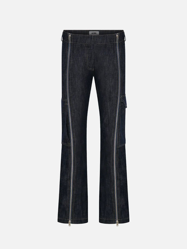 RE2MC Boydan Fermuarlı Pantolon - Lacivert - Trousers PANTOLON