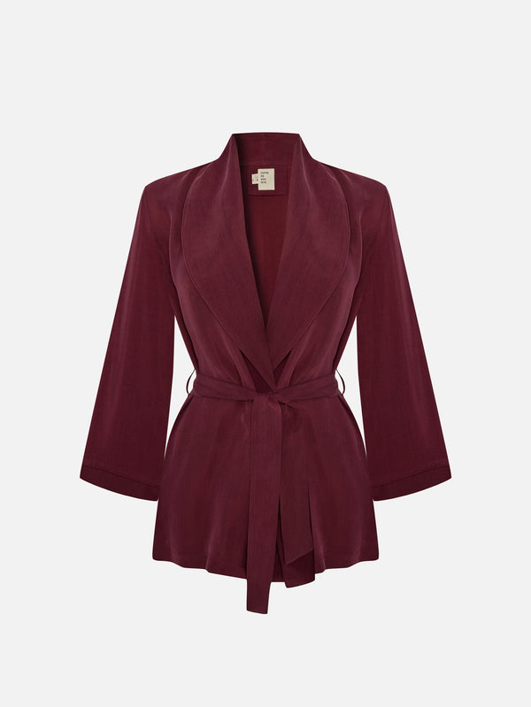 COME AS YOU ARE, Şal Yaka Cupro Gömlek - Bordo, GÖMLEK, shopi go'da!