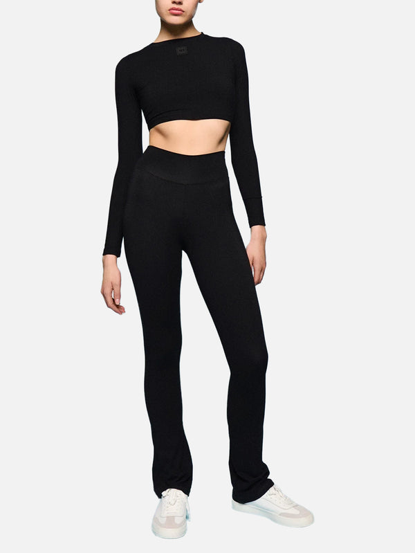 W5 ART OF BODY, Simone Long Sleeve Crop T-Shirt - Black, T-SHIRT, shopi go'da!