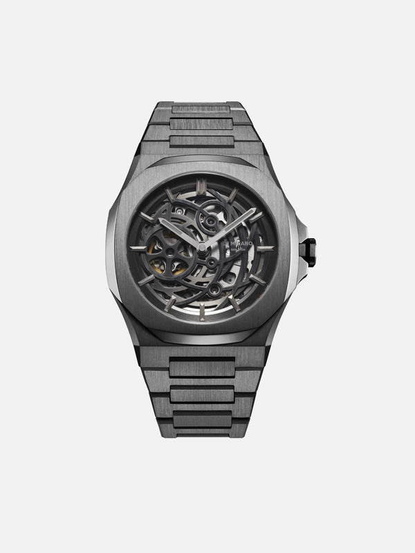 D1 MILANO - KOL SAATİ - Gun Metal Skeleton Bracelet 41.5 mm - shopi go'da!.