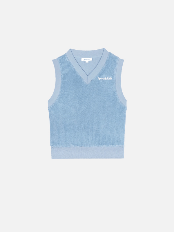 SPORTY & RICH, SRC Terry Vest - Sky Blue/White, SÜVETER, shopi go'da!