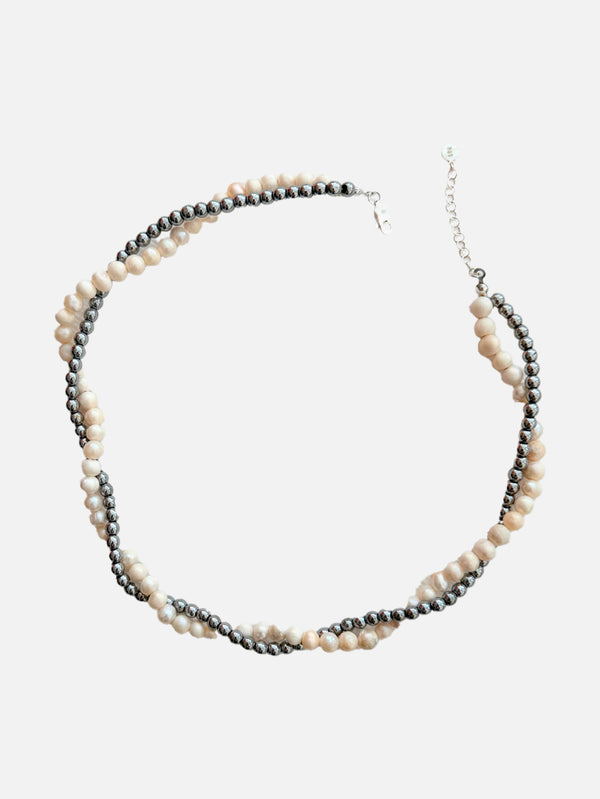 L'ATELIER DES PERLES, Silva Doğal Hematit Taşlı Barok İncili Gümüş Kolye, KOLYE, shopi go'da!