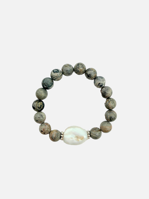 L'ATELIER DES PERLES, Solune Jesper Taşlı ve Barok İncili Gümüş Bileklik, BİLEKLİK, shopi go'da!