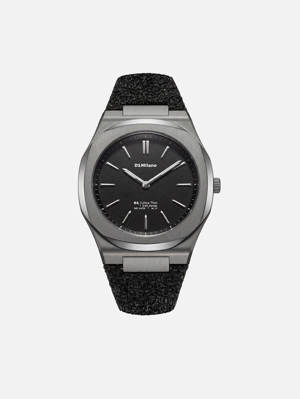 D1 MILANO, Ultra Thin Watch Black Kevlar, KOL SAATİ, shopi go'da!