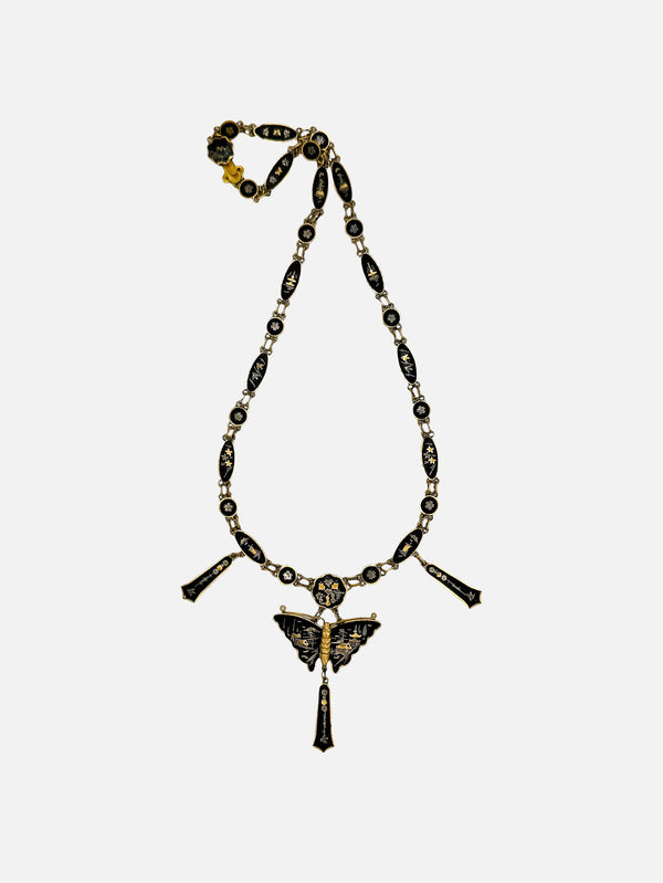 NES VINTAGE, Vintage Shakudo Butterfly Necklace Gilded With 24K Gold, KOLYE, shopi go'da!
