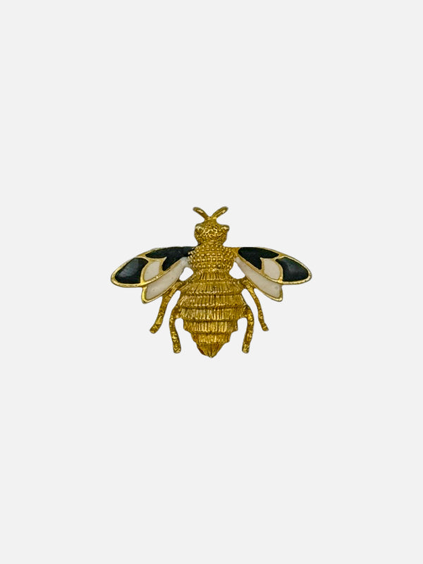 NES VINTAGE, Vintage Gold Plated Black & Ivory Enamel Bee Brooch, BROŞ, shopi go'da!
