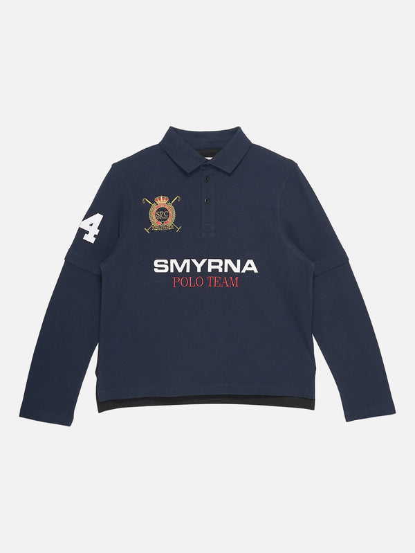 SMYRNA, Team Polo L/S Shirt - Navy, T-SHIRT, shopi go'da!