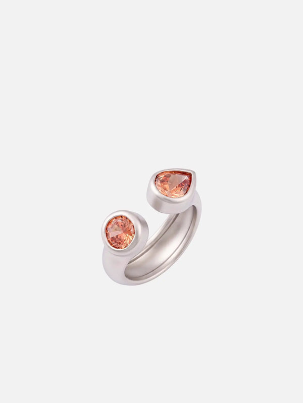 ECE LONDON Aurea Duo Ring - Silver – Silver, iki adet yüzük, yakından görünüm