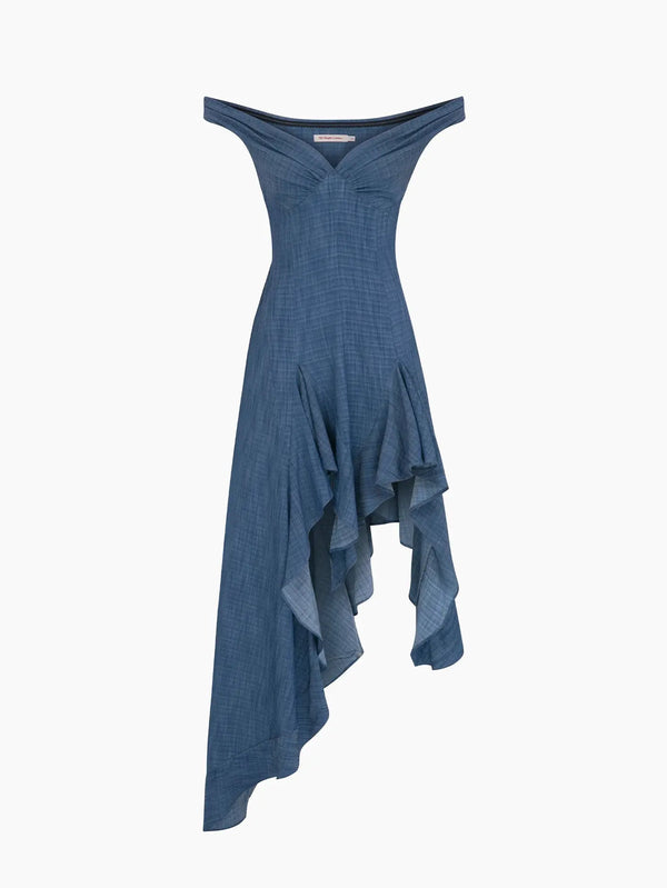 MI MAGIC LOVE Adore Blue Dress – mavi, ön görünüm, drapeli etek