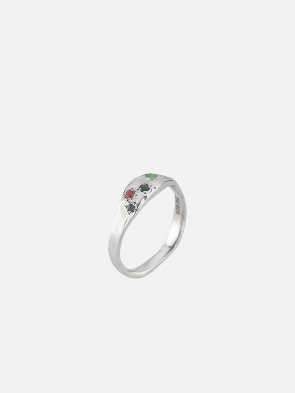 JEWELS FOR JOY Aster Ring – gümüş, renkli taşlar, yandan görünüm