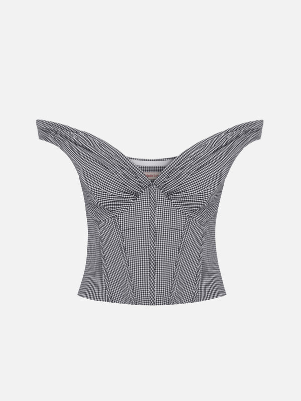 Bree Black Gingham Corset Top