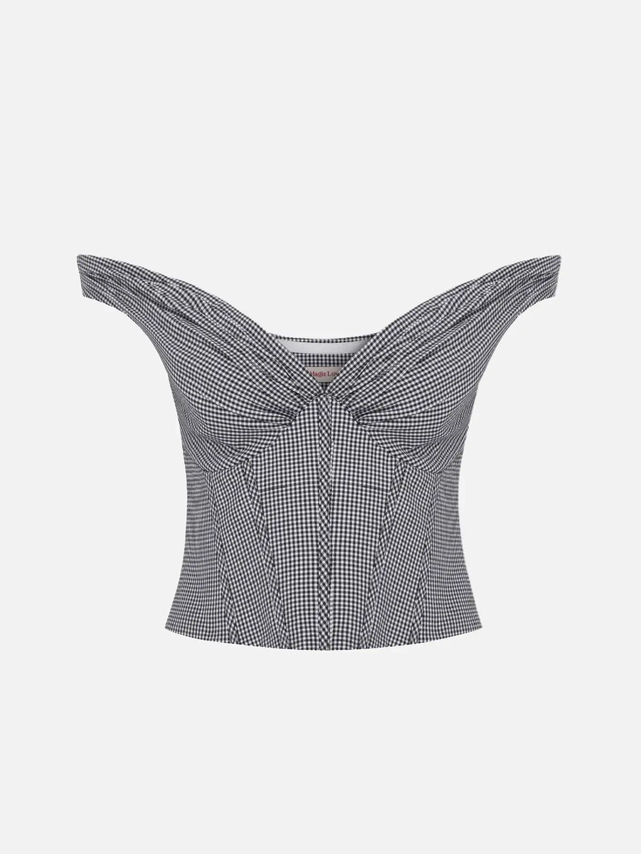 Bree Black Gingham Corset Top