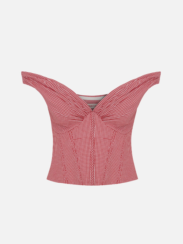Bree Red Gingham Corset Top