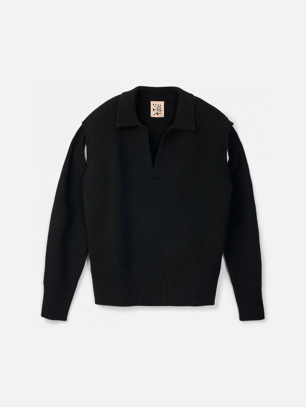 CAMPERLAB Knit Cut-Out Polo Neck - Black - Uncategorized KAZAK