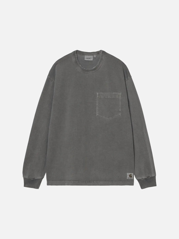 CARHARTT WIP L/S Torion Pocket T-Shirt - Black Grind Wash - T-Shirts T-SHIRT