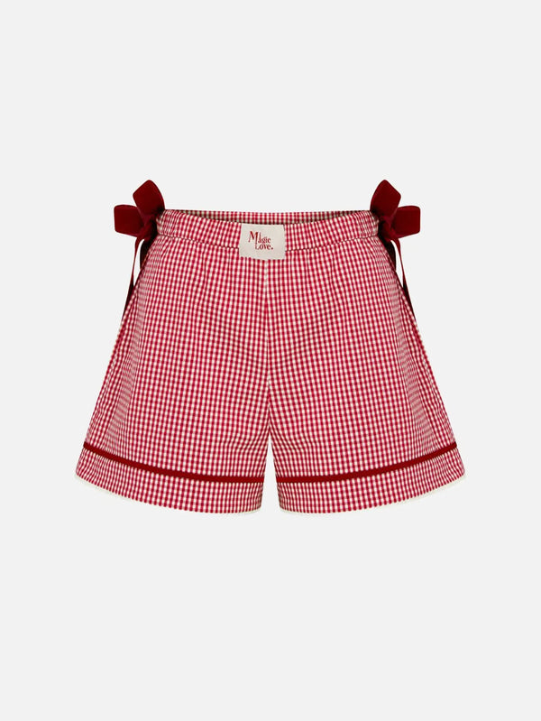 MI MAGIC LOVE Ciela Red Gingham Shorts – kırmızı, önden görünüm