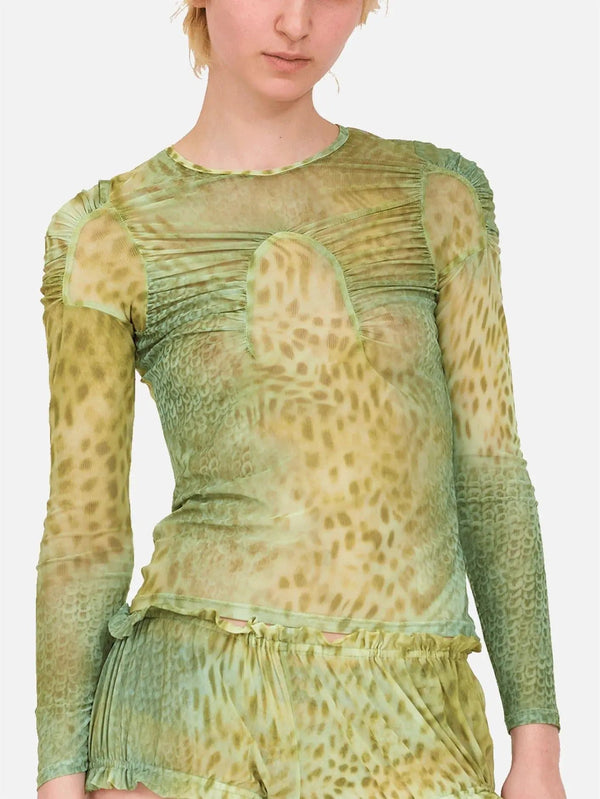 COLLINA STRADA Arc L/S Top - Green Gecko - T-Shirts T-SHIRT