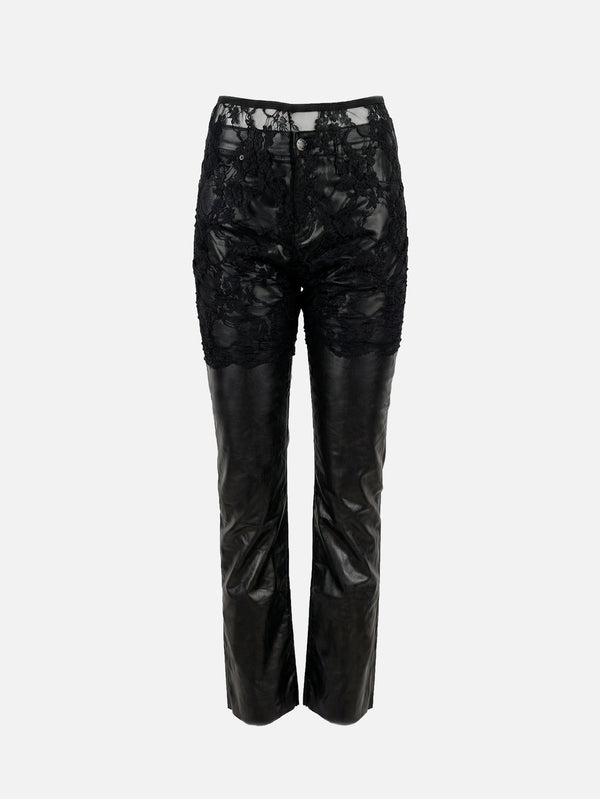 CULT FORM - PANTOLON - Leather Lace Pants - Black - shopi go'da!.