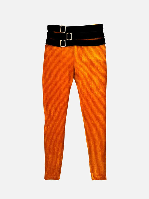 CULT FORM Velvet Orange Pants - PANTOLON