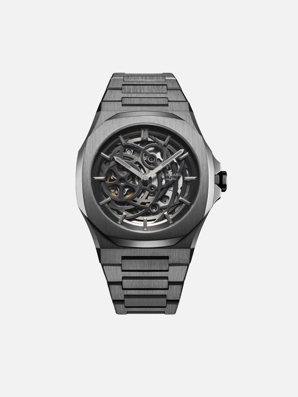 D1 MILANO Gun Metal Skeleton Bracelet 41.5 mm - Watches KOL SAATİ