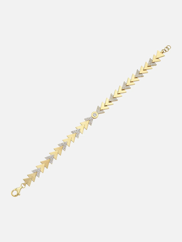 DIME TRIBE Pırlantalı Geometrik Montürlü Sarı Altın Bileklik - Wrist Braces BİLEKLİK