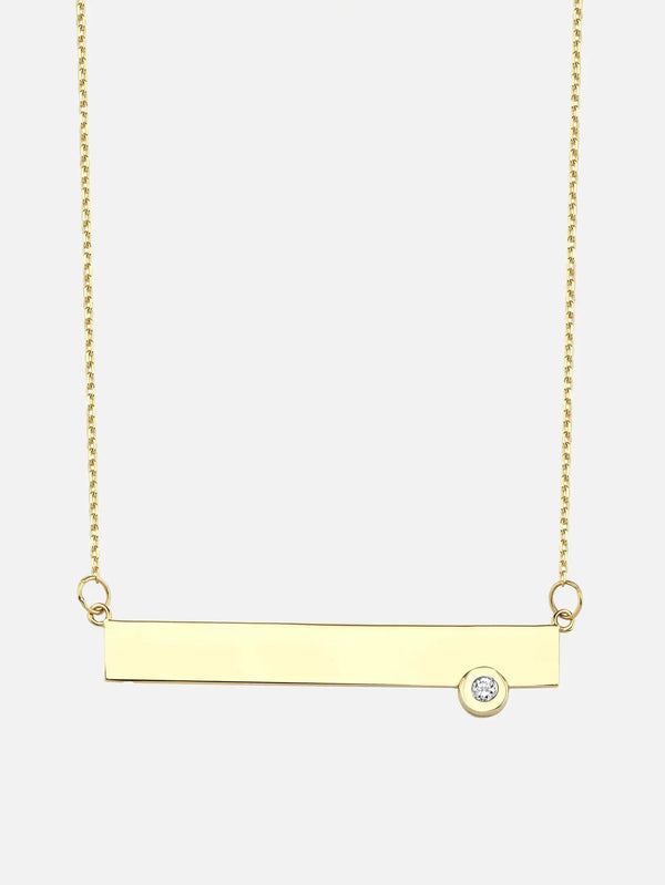 DIME TRIBE Pırlanta Detay Sarı Altın Plaka Kolye - Necklaces KOLYE