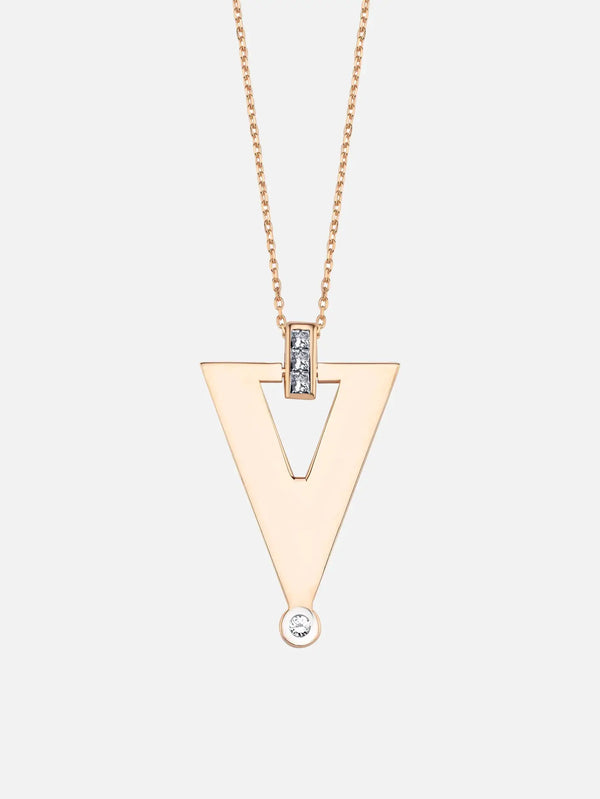 DIME TRIBE Geometrik Şekil Pırlanta Detay Kırmızı Altın Kolye - Necklaces KOLYE