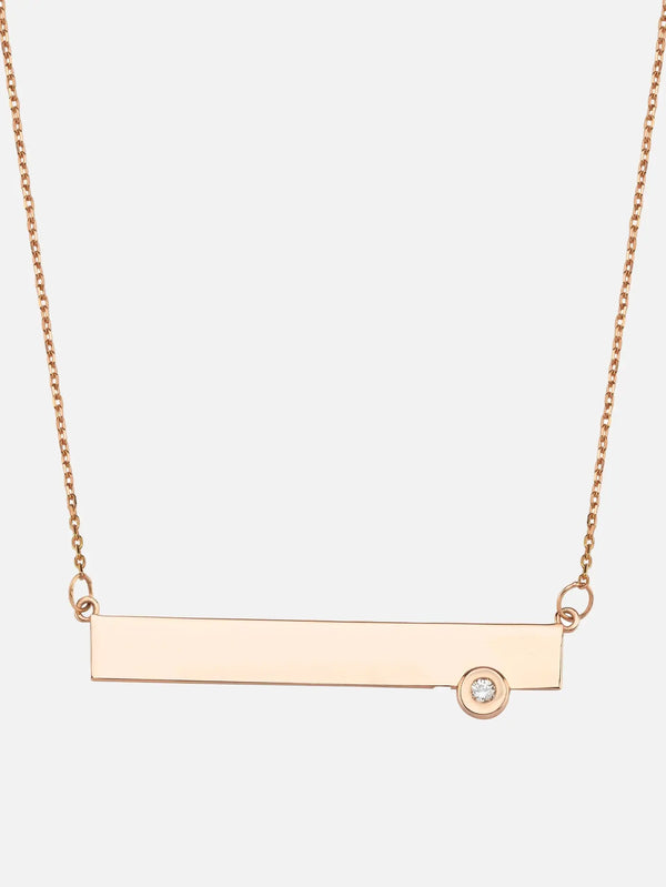DIME TRIBE Pırlanta Detaylı Pembe Altın Plaka Kolye - Necklaces KOLYE