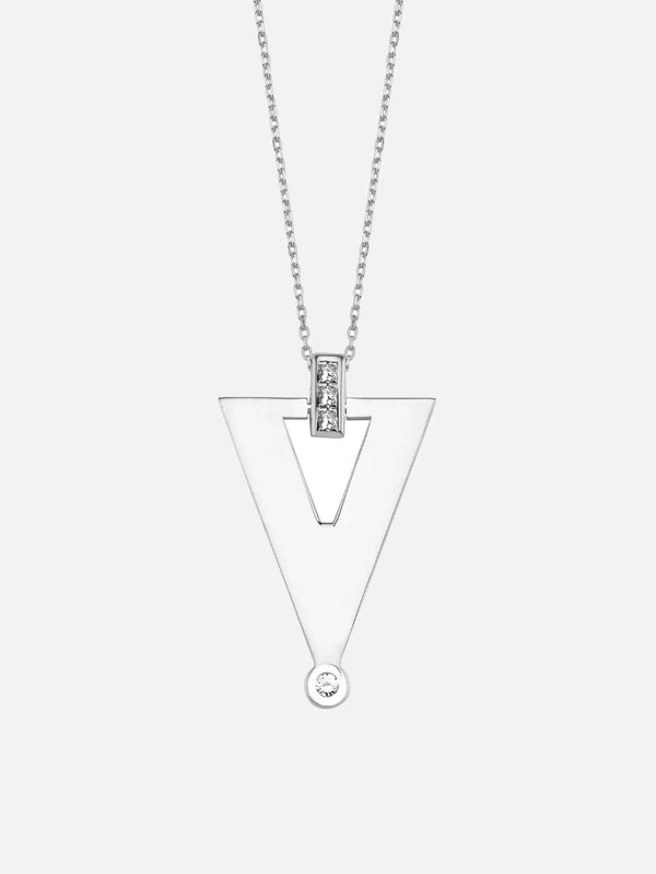 DIME TRIBE Geometrik Şekil Pırlanta Detay Beyaz Altın Kolye - Necklaces KOLYE