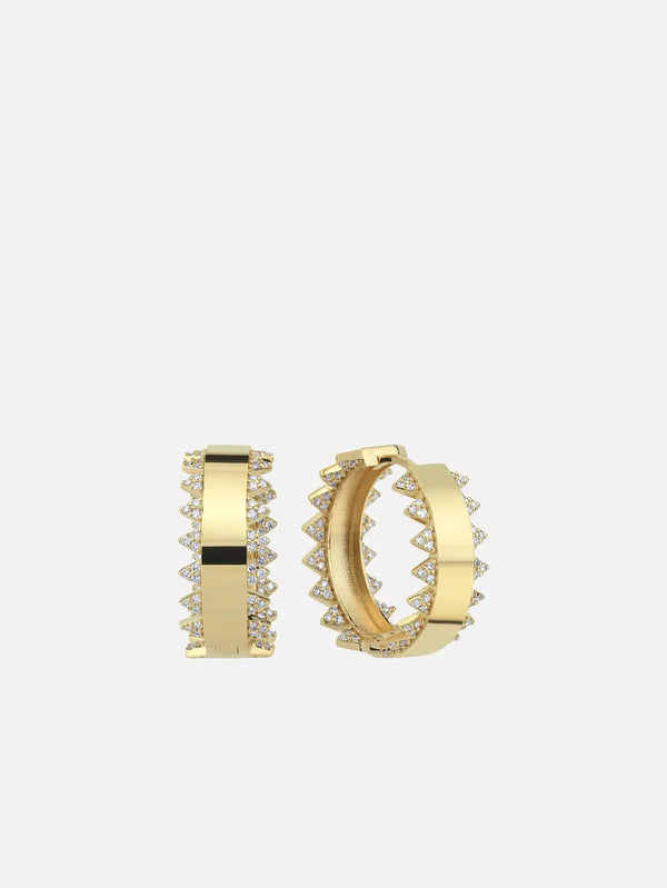 DIME TRIBE Geometrik Pırlantalı büyük boy Sarı Altın Halka Kü - Earrings KÜPE