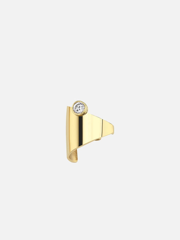 DIME TRIBE Pırlanta Detaylı Sarı Altın Ear Cuff - Earrings KÜPE