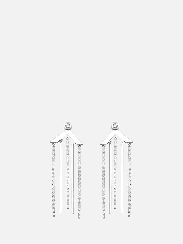 DIME TRIBE Geometrik Şekilli Sarkıt Pırlanta Detaylı Beyaz Al - Earrings KÜPE