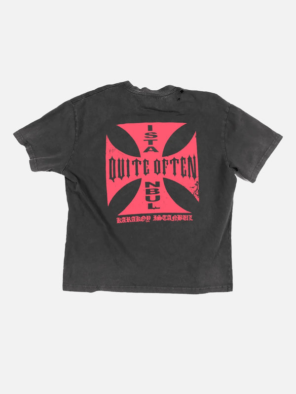 QUITEOFTEN, Distress Cross Tee - Black, T-SHIRT, shopi go'da!