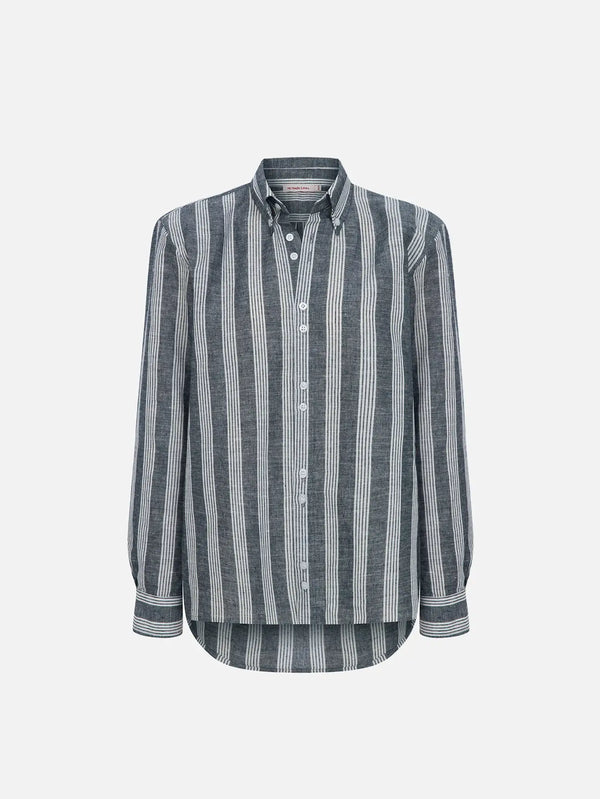 MI MAGIC LOVE Ease Grey Stripe Boyfriend Shirt - Uncategorized GÖMLEK