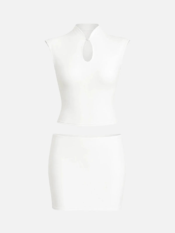 shopi go Evelyn Set – beyaz, iki parçalı takım, önden görünüm