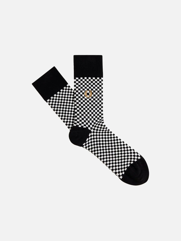 FRED PERRY Micro Chequerboard Sock - Black - Socks ÇORAP