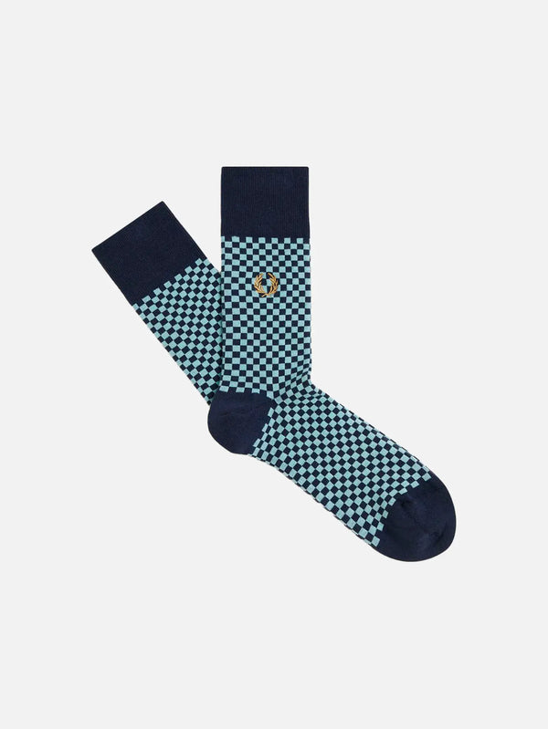 FRED PERRY Micro Chequerboard Sock - Dark Airforce - Crew Socks ÇORAP