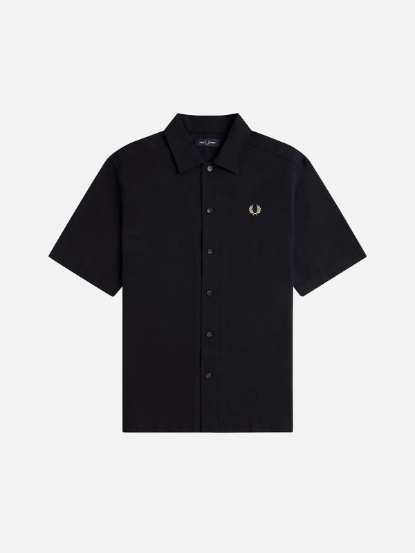 FRED PERRY Basket Weave Shirt - Black - Shirts GÖMLEK