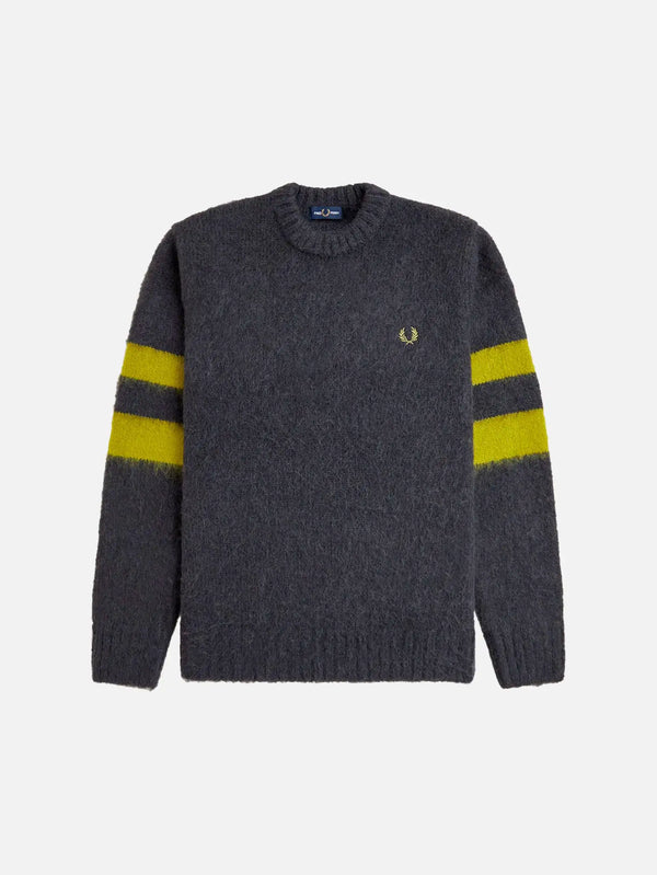 FRED PERRY Chunky Tipped Sleeve Jumper - Anchor Grey - Sweaters KAZAK
