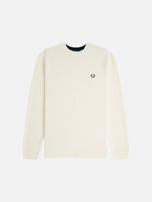 FRED PERRY Textured Jumper - Ecru - Sweaters KAZAK