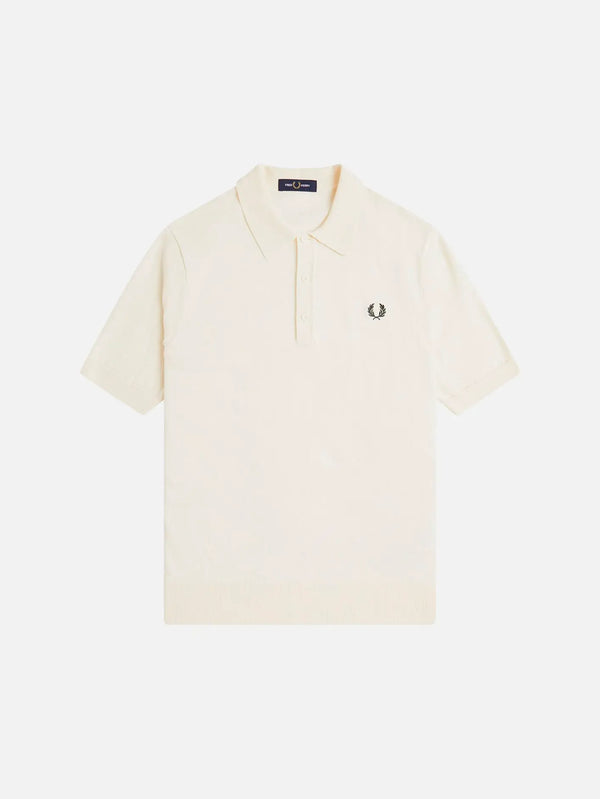 FRED PERRY Cotton Knitted Shirt - Ecru - Shirts T-SHIRT