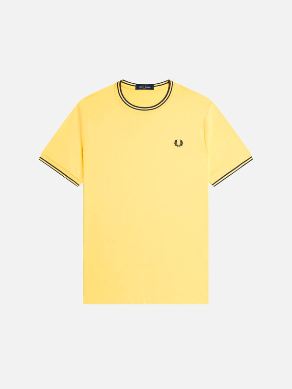 FRED PERRY - T-SHIRT - Twin Tipped T-Shirt - Lemon Barley/Tennis Blue - shopi go'da!.