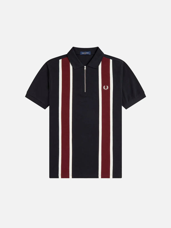 FRED PERRY Tramline Polo Shirt - Black - Polos T-SHIRT