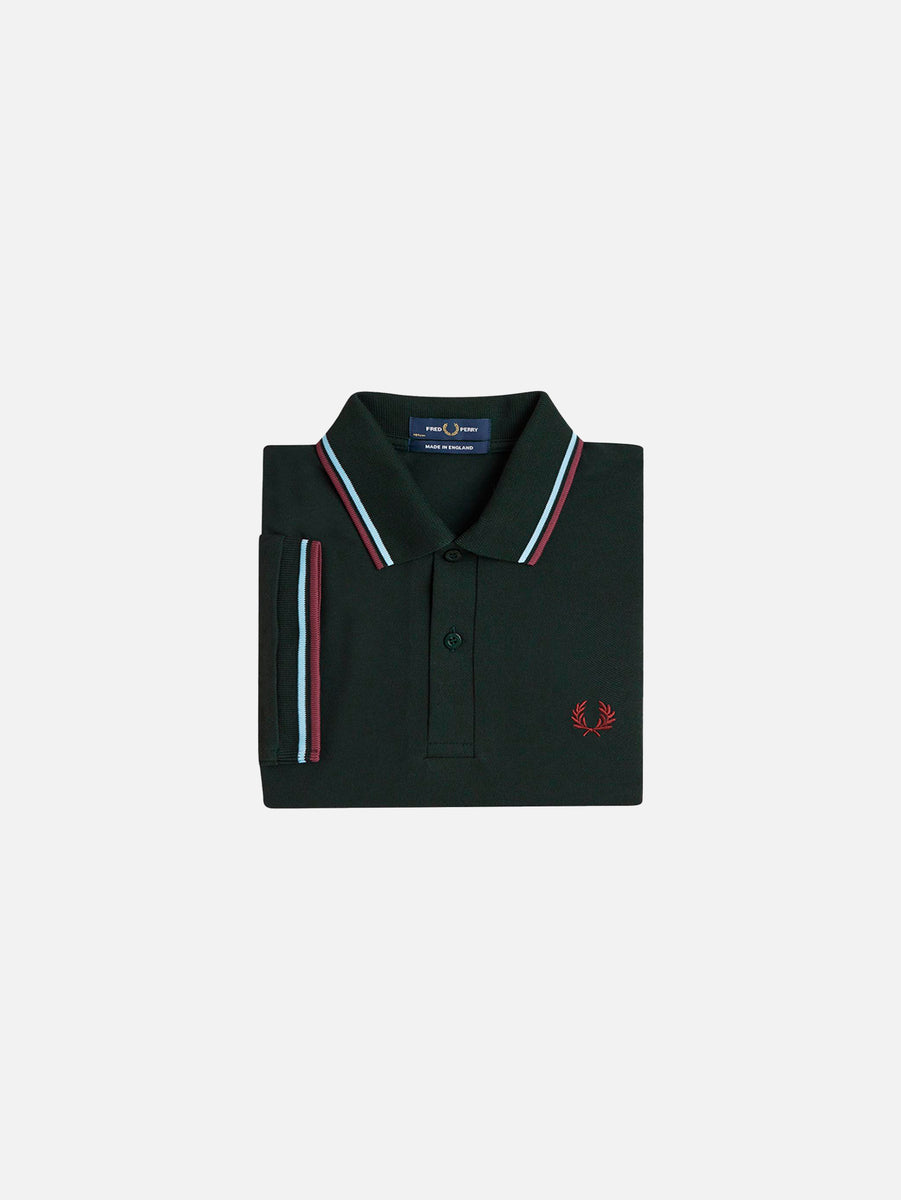 FRED PERRY Twin Tipped Fred Perry Shirt - Night Green/Ice/Oxblood