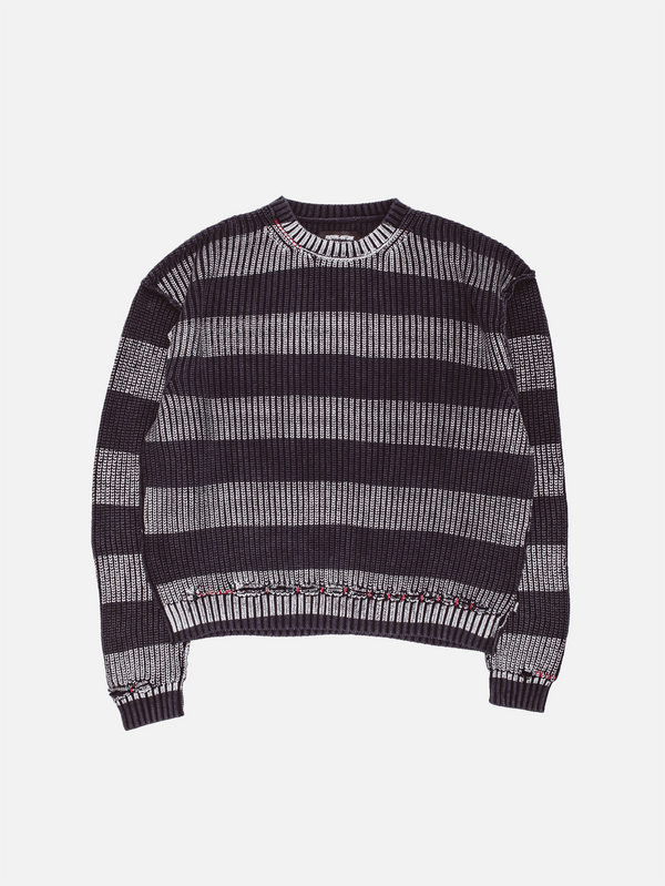 FUCKING AWESOME - KAZAK - Striped Sweater - Black/Silver/Striped - shopi go'da!.