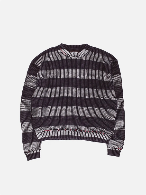 FUCKING AWESOME Striped Sweater - Black/Silver/Striped - Sweaters KAZAK