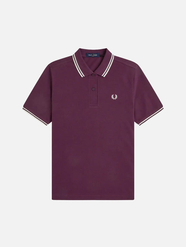 FRED PERRY Twin Tipped Fred Perry Shirt – Plum/Ecru, ön görünüm