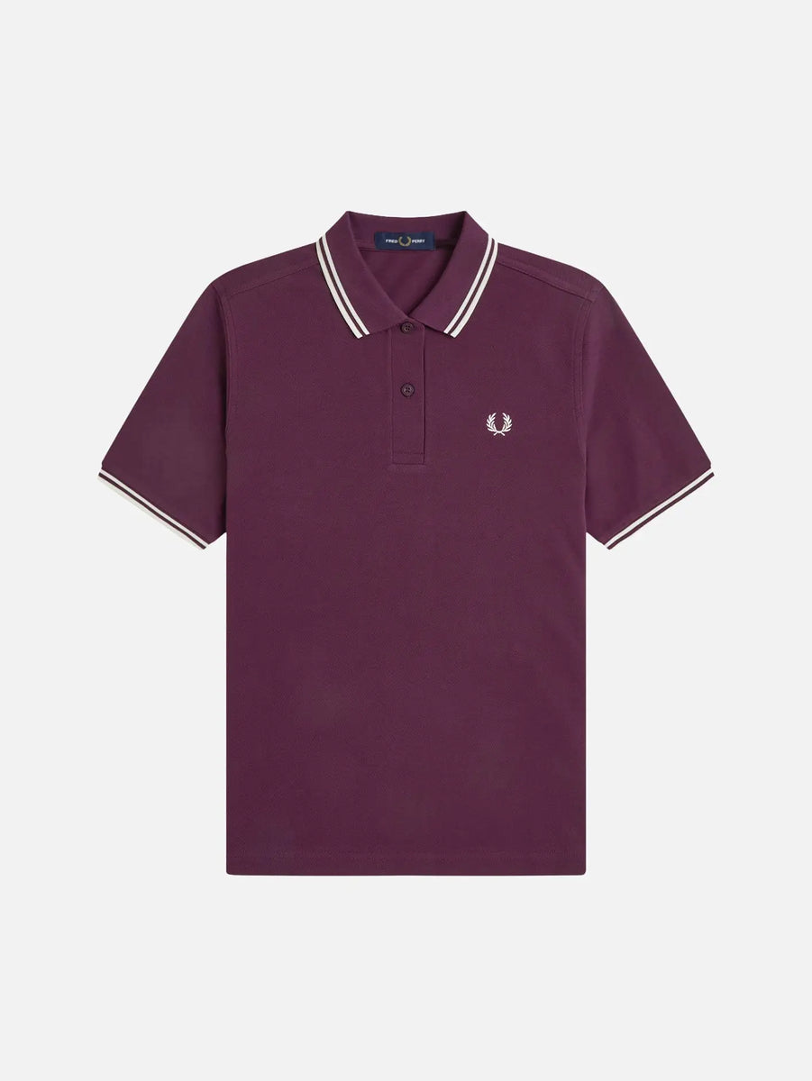 Twin Tipped Fred Perry Shirt - Plum/Ecru